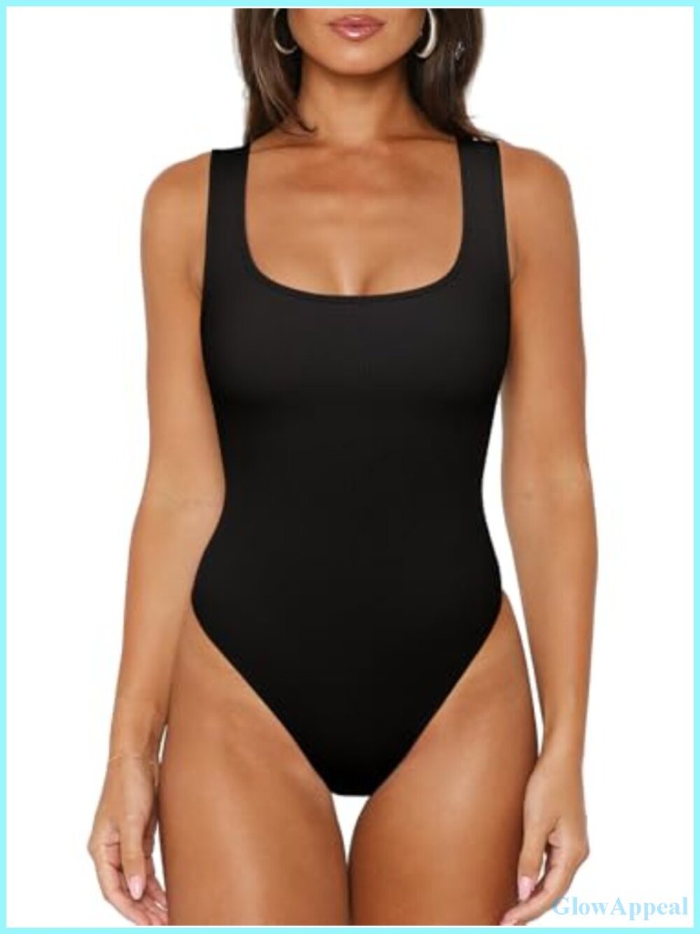 Ribbed Scoop Neck Sleeveless Bodysuit Tank Top Slimming Basic Summer Outfit